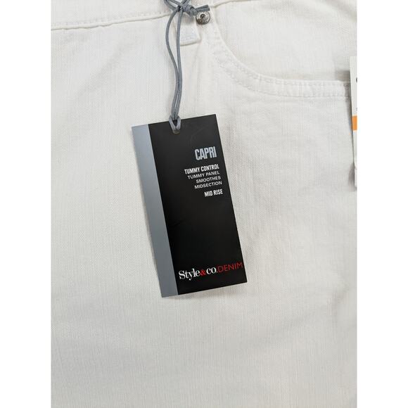 Style & Co Capri 24W White‎ Denim Tummy Control Panel Mid Rise Casual Everyday - Picture 3 of 12